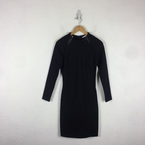 Stella McCartney Black Embellished Neck Mesh Insert Knee Length Dress Size 44 - Picture 3 of 13